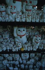 Etal de statuettes de chat Maneki Neko à Tokyo Japon