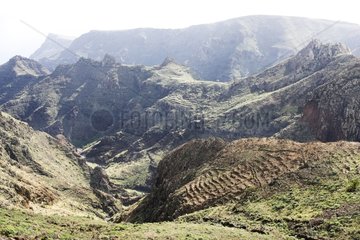 Gipfel mit Vegetation La Gomera Canary bedeckt