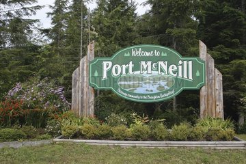 Entrance to the city of Port Mac Neil Vancouver Island Canada