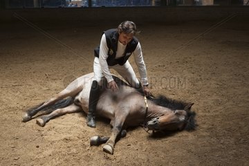 Man drawing a horse in a horse therapy center - Argentina