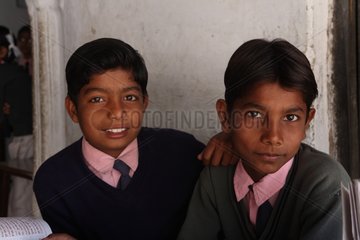 Young schoolboys in Pushkar in Rajasthan India