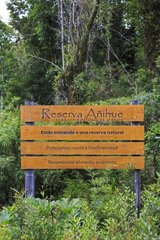 Anihue natural reserve entrance sign in Chilean Patagonia