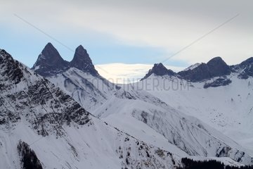 Aiguilles d'Arves snow-capped Massif des Arves Alps France