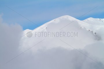 Snow-capped summit and clouds Maurienne Valley Alps France