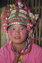 Young person Akha Tchitcho married with a make-up coloured Laos