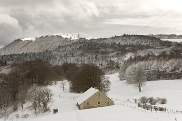 Massif du Grand Colombier in winter - Bugey Jura France