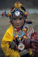 Young Tibetan girl wear a feast ornament Area of Kham