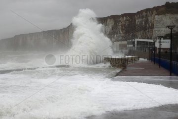 Wave over a dam during the storm Xynthia France