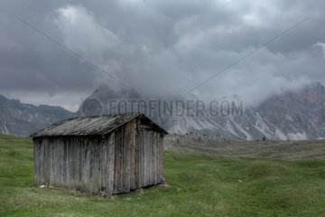 Wooden hut - St Christina Raiser pass Dolomites Italy