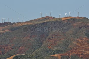 Wind turbines on a ridge New Caledonia
