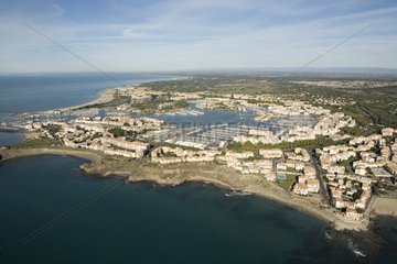 Aerial view of Cap d'Agde and mediterranean littoral