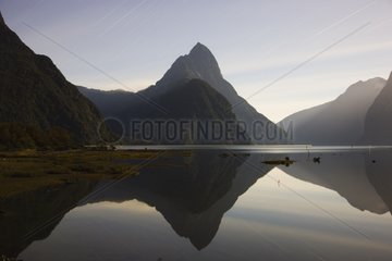 Milford Sound moonlit at night with star trails New Zealand