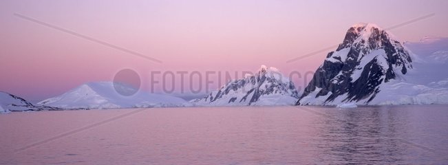 Glacier under twilight glow Antarctic Peninsula