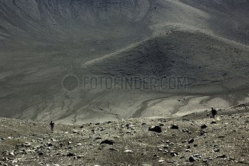 Descent in Hverfjall crater Iceland