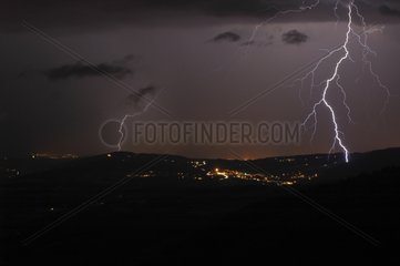 Violent lightnings next to Cruseilles Haute-Savoie France