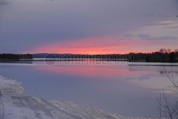 Sunset on a lake in Finland