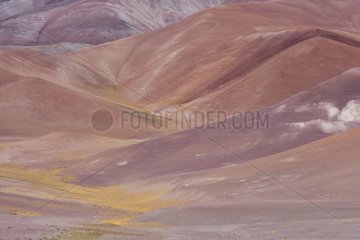 Mineral rich hills in the Andes Atacama Desert Chile