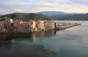 The village and the port of Saint-Florent in the spring