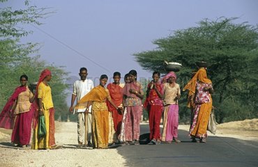 Group of young women coming back from fields India
