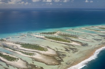 Aerial view of Rangiroa Atoll French Polynesia