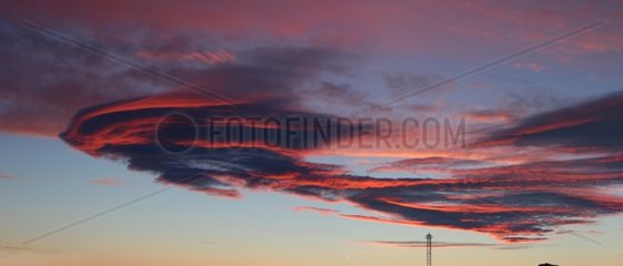 Clouds at sunset on the mast Iono Terre Adelie
