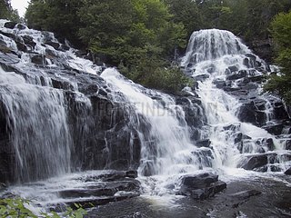 Waber waterfalls during snowmelt Quebec Canada