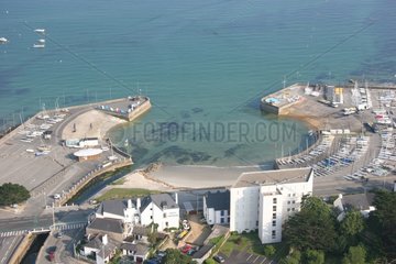 Aerial view of circular harbour of Carnac Morbihan France
