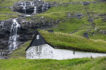Turf-roofed house Streymoy Faroe Islands