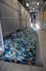 Plastic bottles in a waste procesing site