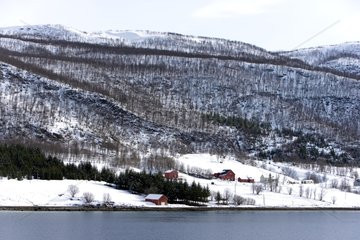 Abgelegene HÃ¤user an der KÃ¼ste von Nordsee Norwegen