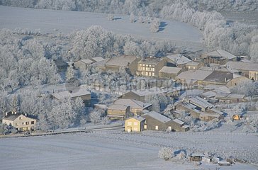 Lorraine countryside under hoarfrost in Sion France
