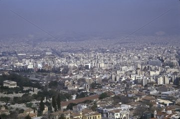 Smog to the top of the Town of Athens Greece