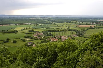 Landscape of hedged-farmland in Bourgogne France