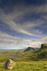 Greenery landscape in summer Quiraing Isle of Skye Scotland