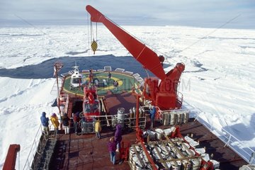Preparation of the helicopters on the Astrolabe Antarctica