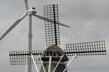 Wind and old windmill Harlingen Netherlands