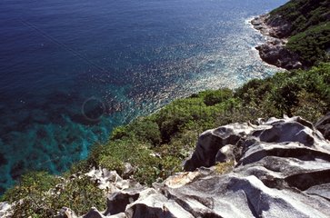 Rock shore of Aride Island Seychelles