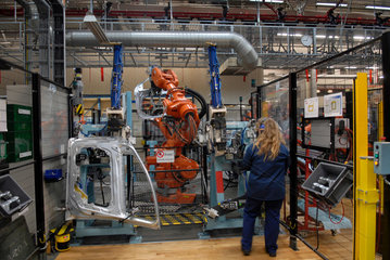 OLOFSTROEM SWEDEN Volvo component factory and robot cells. Car manufacturing. __Alex Farnsworth