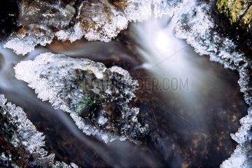 Brook von Eis im Winter in den Vosges France gemacht