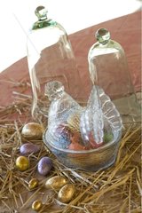 Easter egg and hen and bells glass