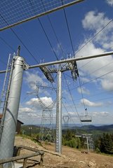 High lines voltage and goes up slope the Vosges France
