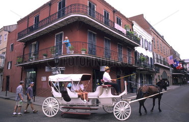 Famous horse carriage ride thru the French Quarter in wonderful city of New Orleans Louisiana NOLA USA