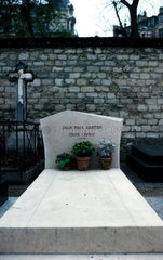 France Paris Montparnasse cemetery. Grave of Jeran Paul Sartre (1905-1980). Philosopher and writer.