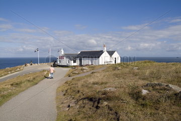 Southernmost tip of England Lands End in Cornwall resort for tourists building on tip of rocks