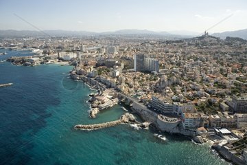 Air shot of the Corniche in Marseille France