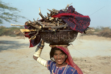 INDIA : Gujarat. The Kutch. Tribal girl near the village of Ludia.