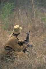 Mhkaya National Park  a warden on the lookout for poachers