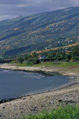 Beach and hill in the west of the island of The Reunion