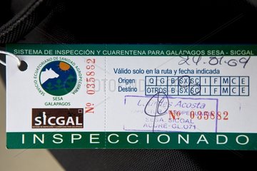 Label inspection of baggage Galapagos Islands