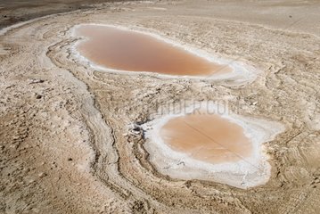 Deposit of salt and water coloured of the lagoon of San Ignacio